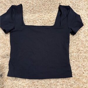 Aritzia Black Square Neck Short Sleeve Crop Top